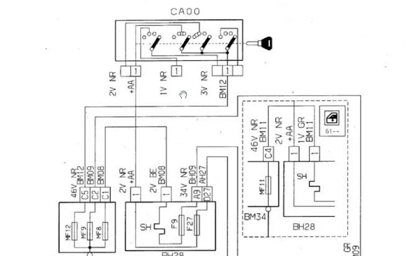 标致206车顶电路图