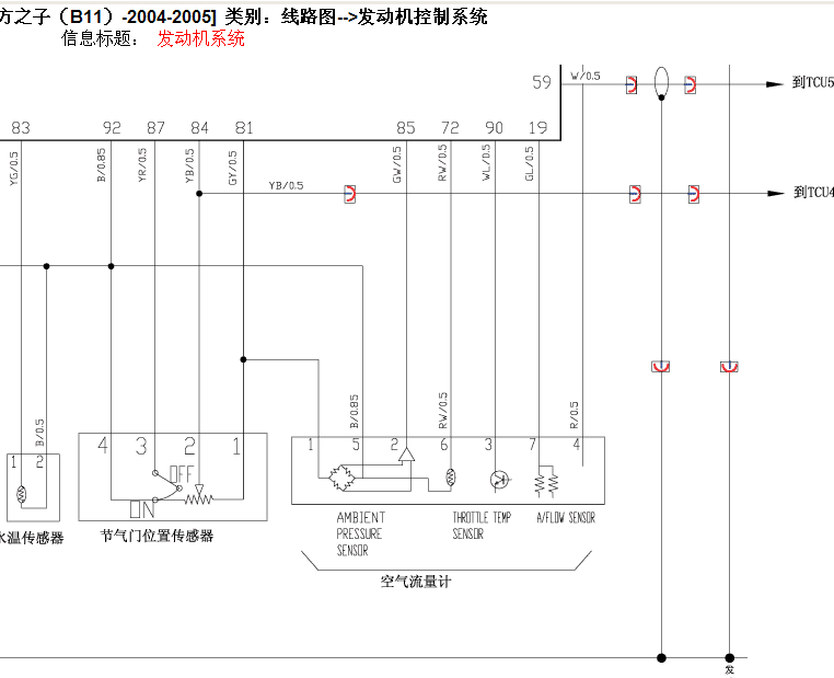 05年奇瑞东方之子空气流量计电路图