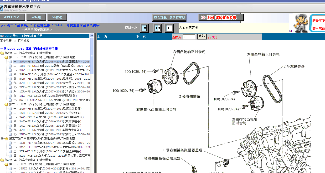 2010年雷克萨斯570发动机正时