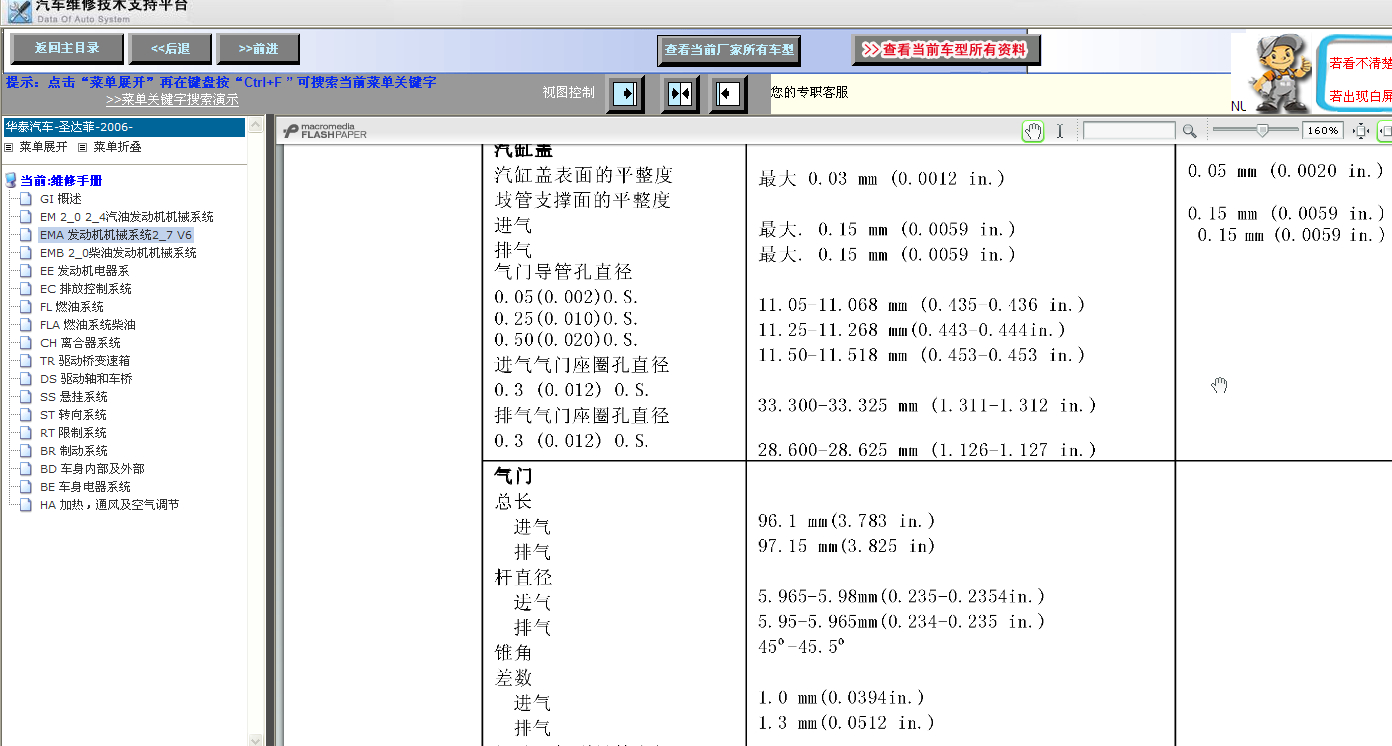 2006年现代圣达菲气门间隙