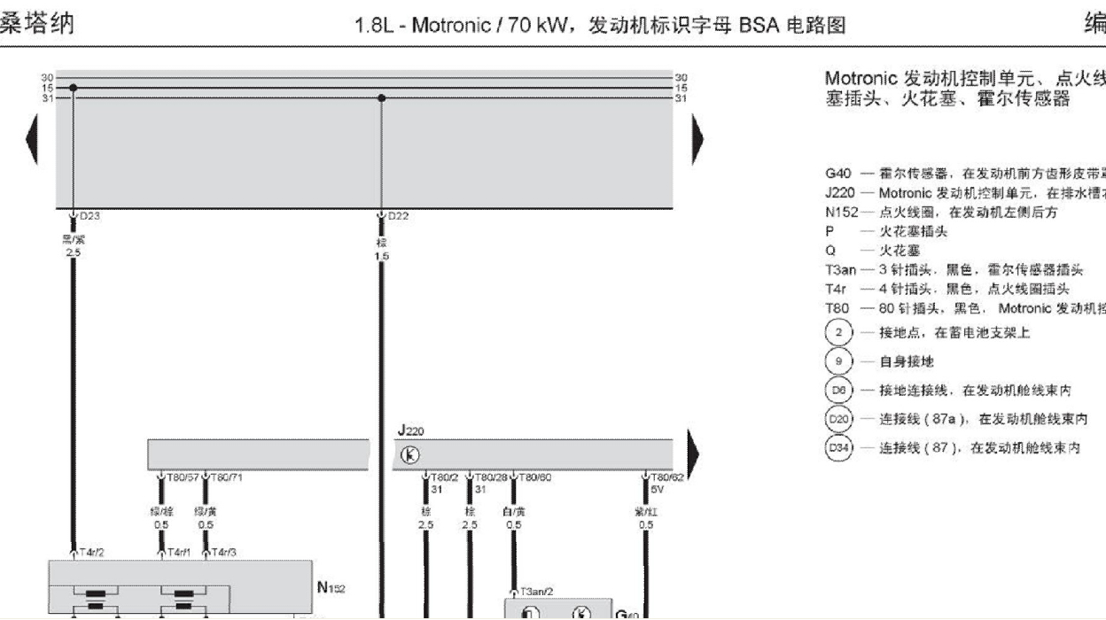 大众桑塔纳发动机电路