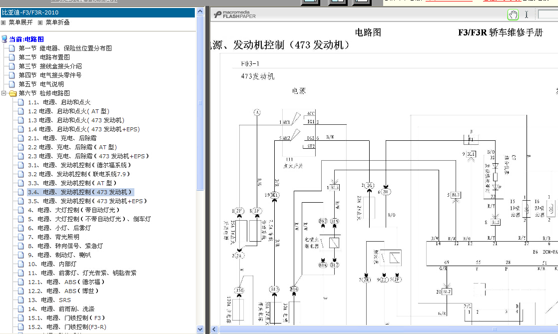 2010年比亚迪F3发动机电路