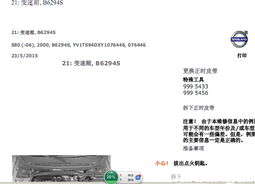 2000年富豪S80正时