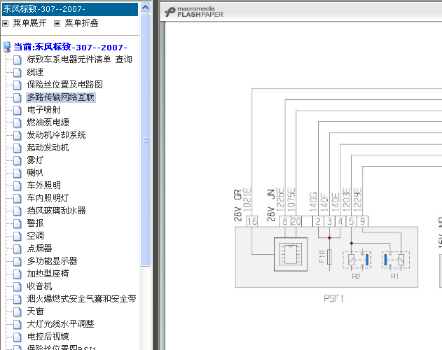 07年标致307 多路传输网络互联