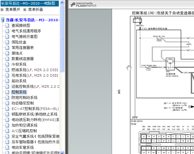 长安马自达3 Z6发动机针脚