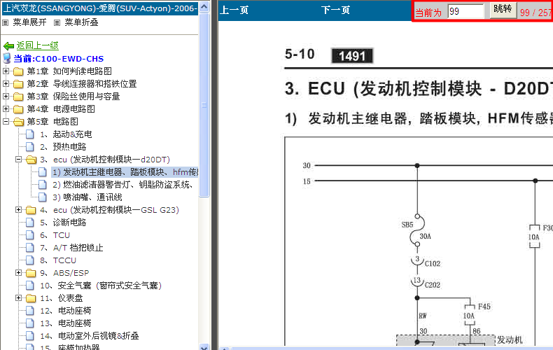上汽双龙爱腾 D20DT发动机电路
