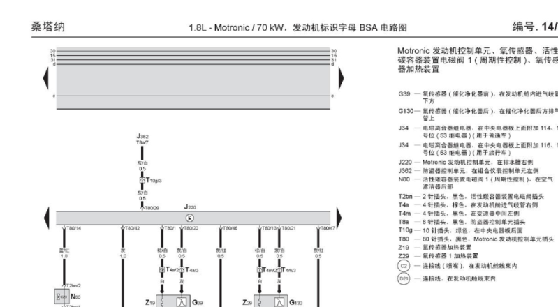 桑塔纳BSA发动机电路图