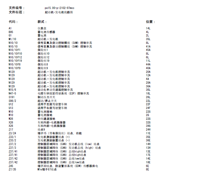 13年奔驰smart起动电路