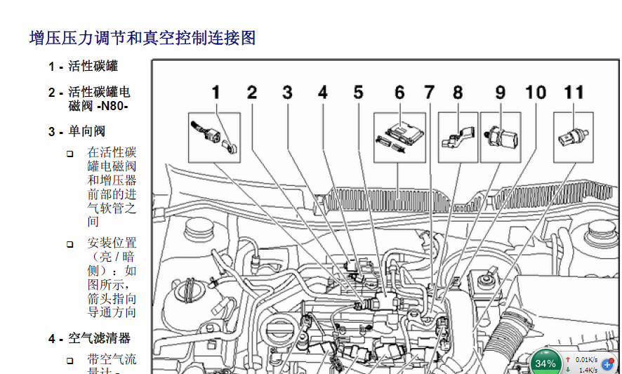 帕萨特CED增压系统控制分布图