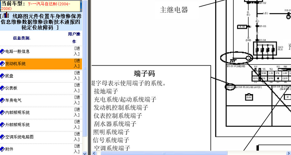 05年一汽马自达M6 端子图