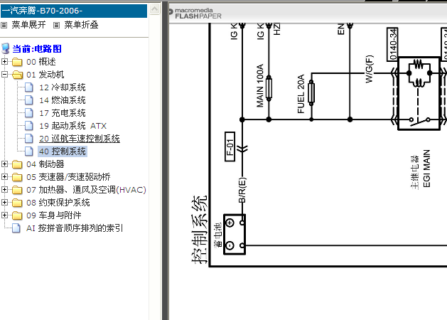 10年一汽奔腾B70 发动机电路
