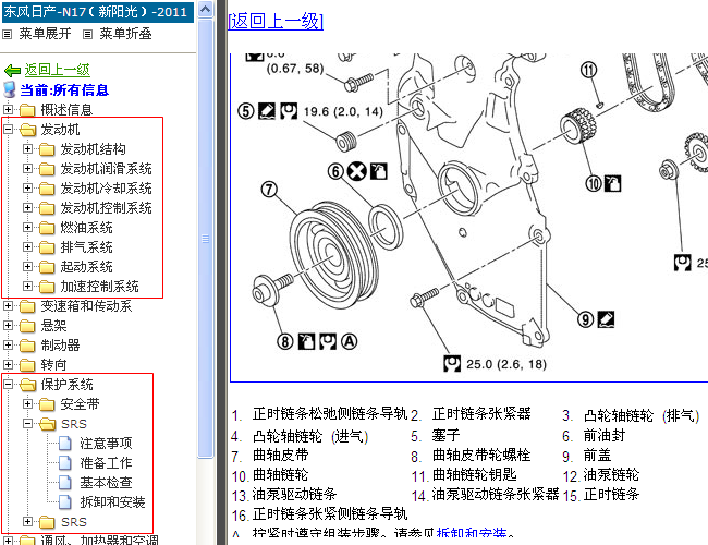 12年日产阳光 HR15DE发动机分解图