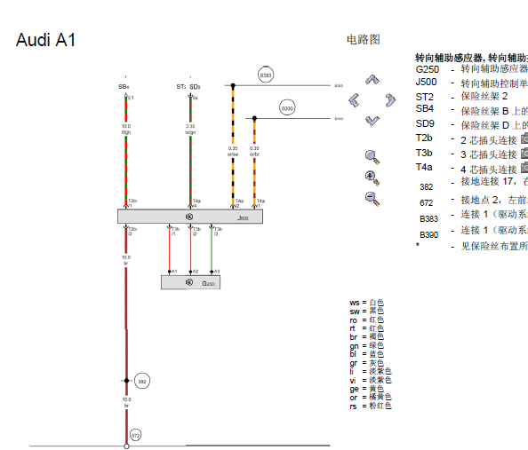12年奥迪A1转向助力线路图
