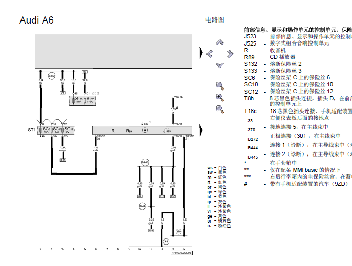 09年奥迪A6L音响系统电路