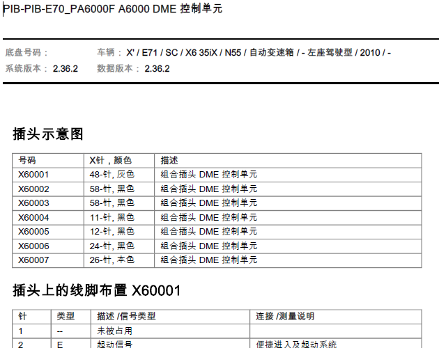 10年宝马X6 DME控制单元端子