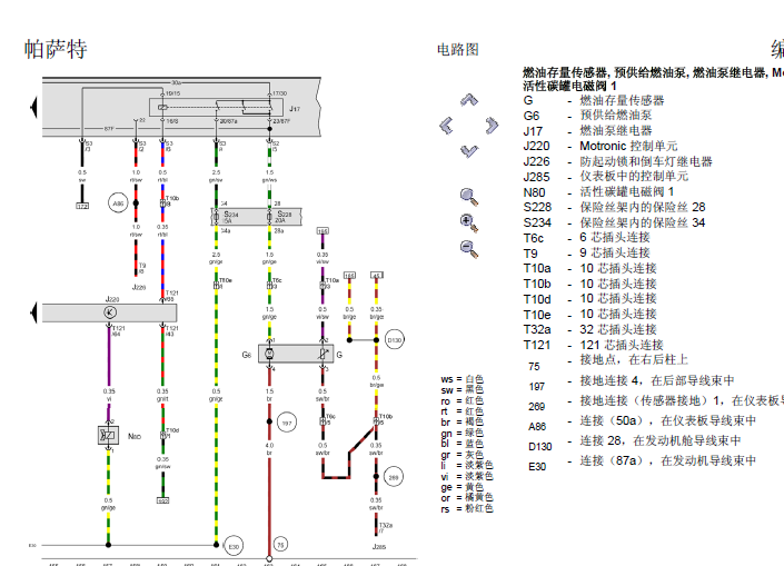 03年帕萨特发动机电路图