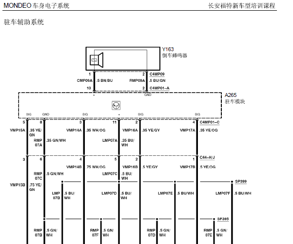 11年福特蒙迪欧 驻车辅助系统电路