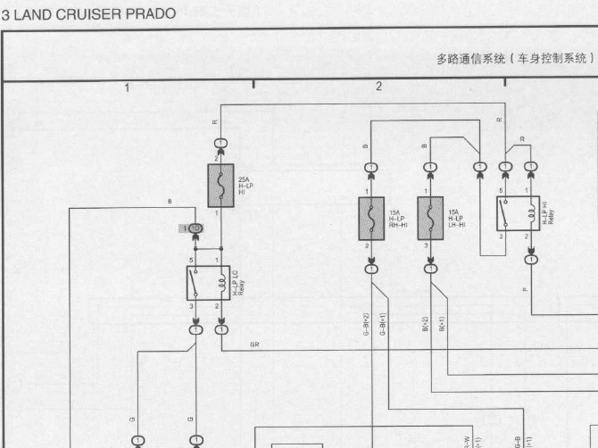 10年丰田普拉多CRJ150 车身控制电路