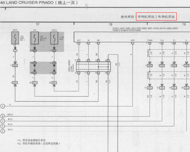 10年丰田普拉多CRJ150 音响系统电路