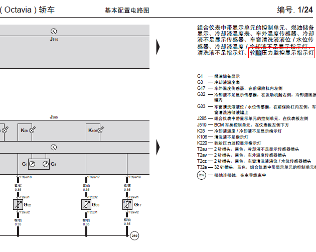 斯柯达明锐 胎压相关电路
