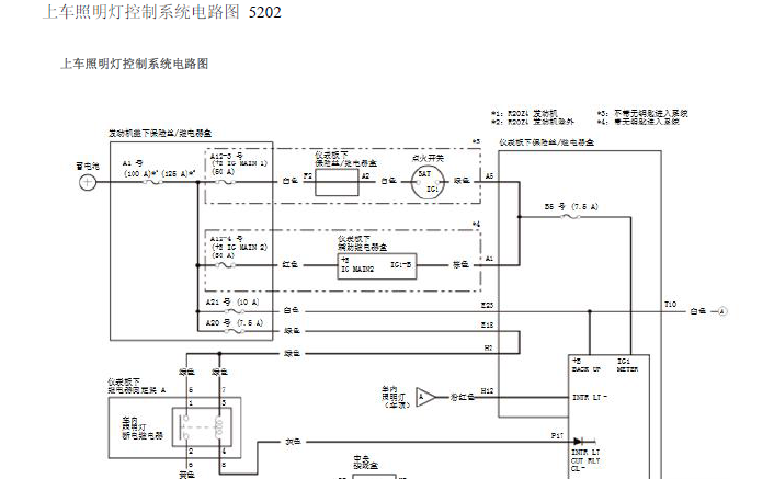 雅阁照明系统电路图