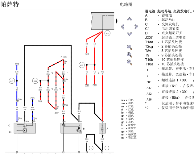 07年大众帕萨特 BNL发动机电路