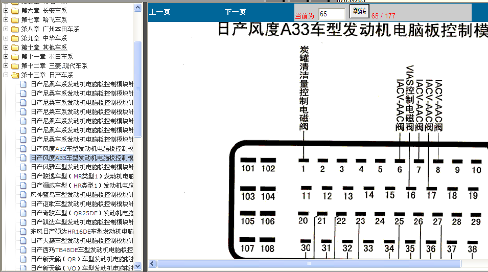 日产风度发动机针脚图