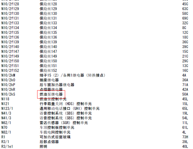 06年奔驰S350 油泵继电器相关电路