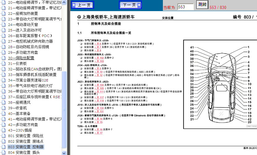 14年斯柯达昊锐 元件位置