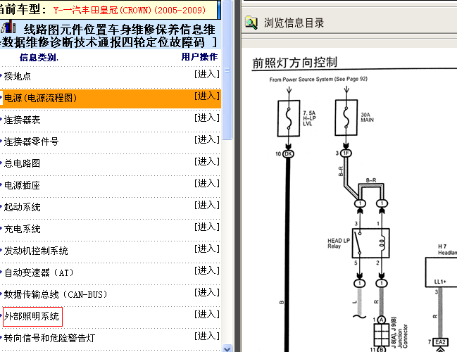 06年丰田皇冠 前照灯电路