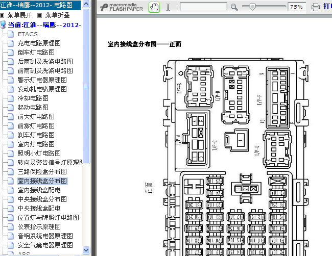 12年江淮瑞鹰 室内接线盒分配图