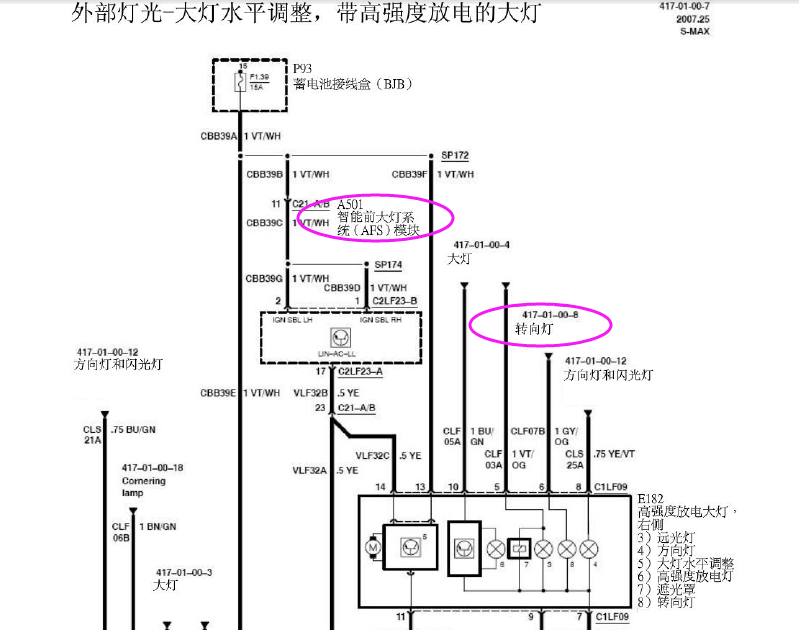 07年福特麦克斯外部照明电路图