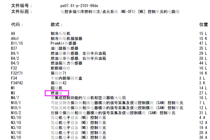 奔驰E280发动机控制系统电路图