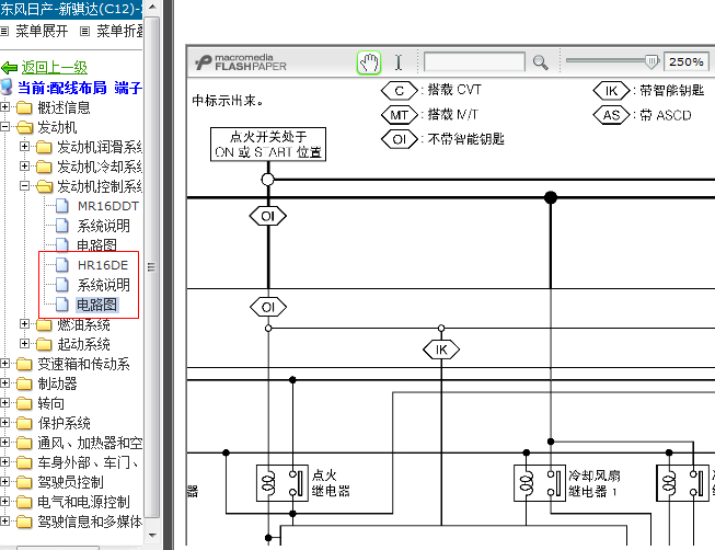 12年日产骐达 HR16发动机点火相关电路