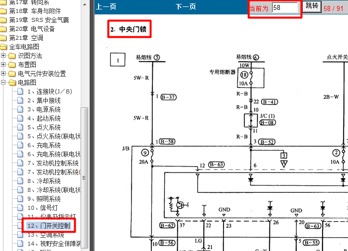 01年哈飞赛马 中央门锁电路