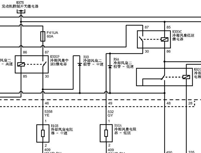 14年凯迪拉克SRX 发动机冷却风扇电路
