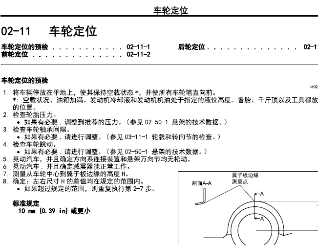 14年马自达3昂克塞拉 车轮定位数据
