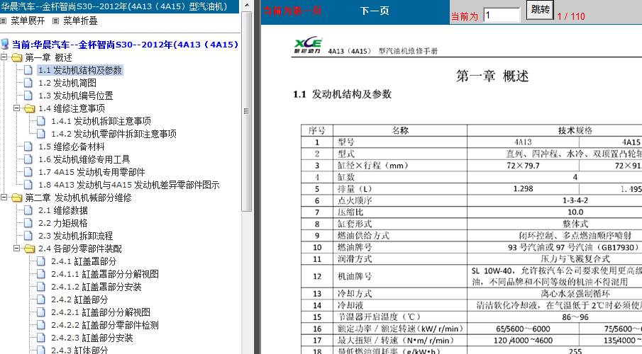 华晨汽车 4A15发动机维修资料