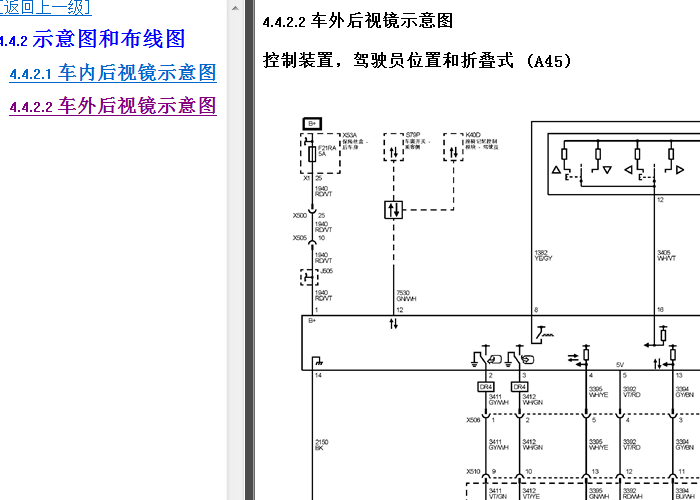 14年凯迪拉克ATS 车外后视镜电路