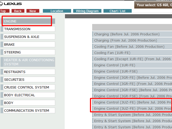 雷克萨斯GS430 3UZ发动机电路