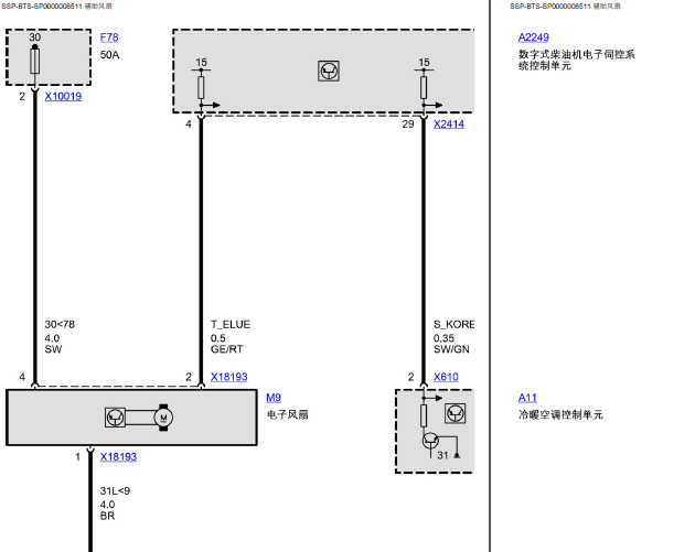 00年宝马728 电子风扇相关电路