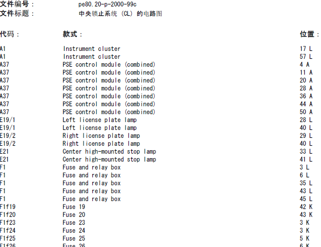 奔驰SLK230 中控锁电路