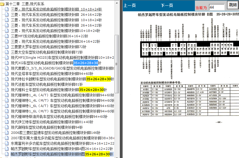 三菱帕杰罗 35+26+28+30针脚资料