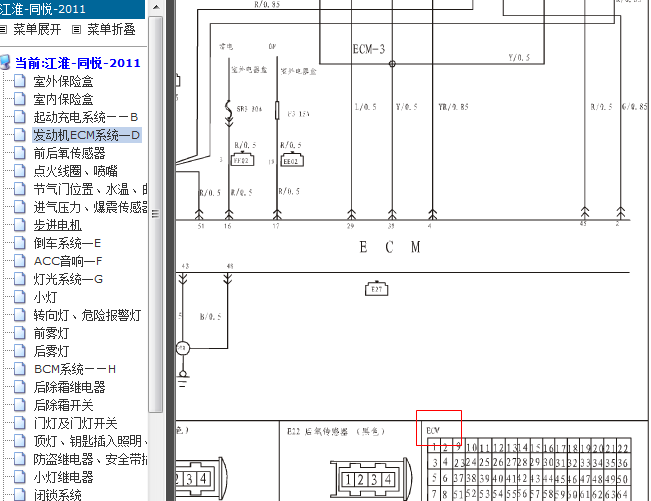 11年江淮同悦 发动机ECM端子资料