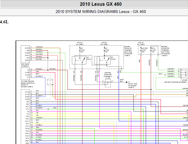 10年雷克萨斯GX460 发动机电路