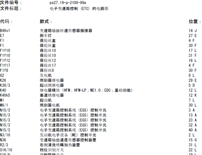 10年奔驰G500 变速箱电路