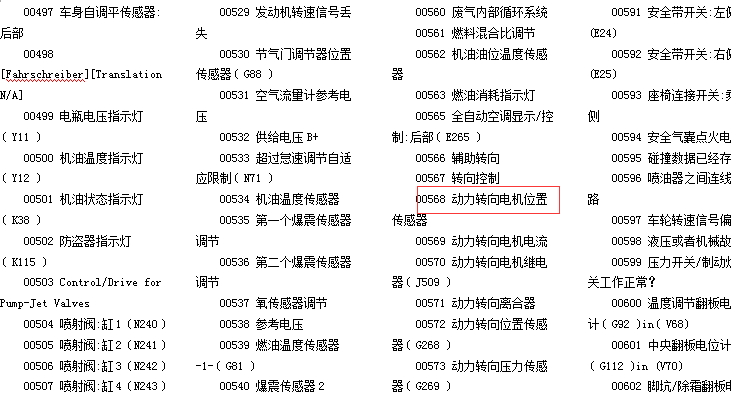 大众奥迪故障码