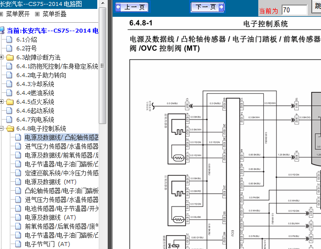 14年长安CS75 ME7电控系统电路