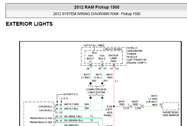 12年RAM 1500外部灯电路图