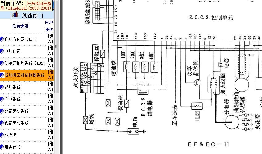 日产蓝鸟 EQ486发动机电路